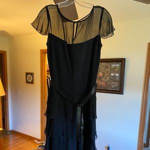 St. John evening dress. Black, cap sleeve. T length